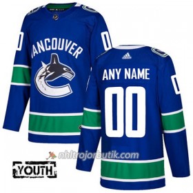 Barn Ishockey Vancouver Canucks Tröja med eget tryck Adidas 2017-2018 Blå Authentic